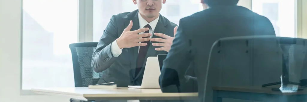two businessman talking